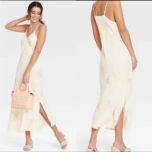 A New Day Crepe MIDI Tie Dye V-neck Dress Small S